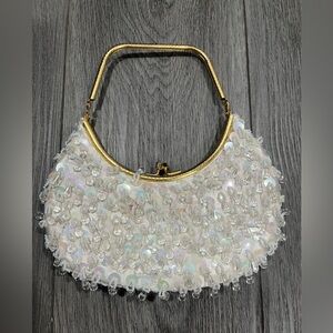 Vintage Beaded Evening Wedding Bag Elephant Brand Made In Hong Kong